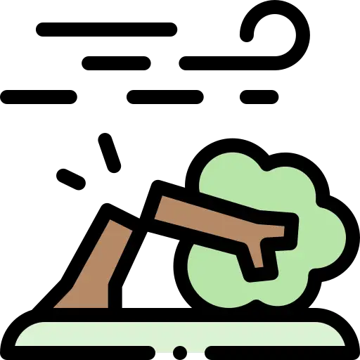 Piktogram Sturmschaden, abgenickter Baum